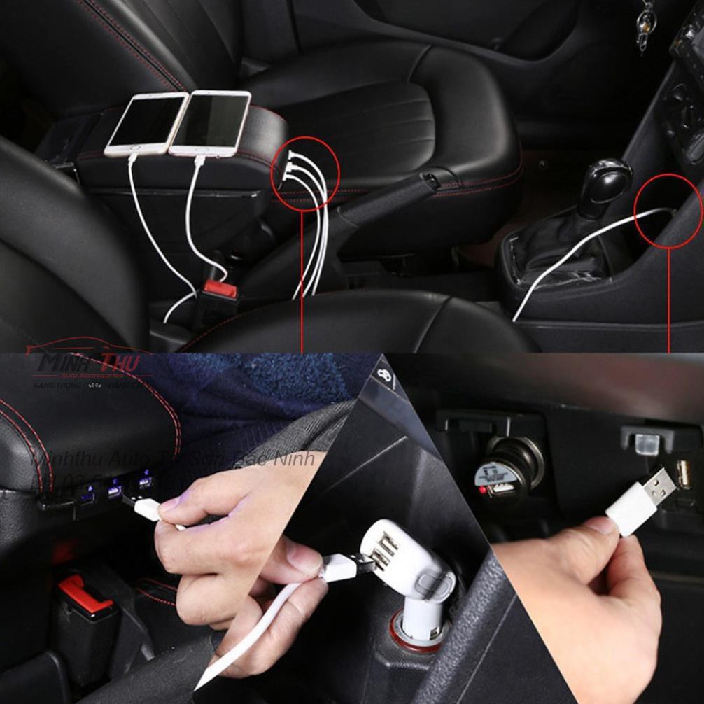 Hộp tỳ tay ô tô xe Kia Soluto tích hợp 7 cổng USB