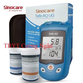 Máy đo đường huyết, Axit Uric 2 trong 1 Sinocare Safe AQ UG (Trọn bộ gồm 50 que thử đường huyết và 50 que thử Axit Uric)