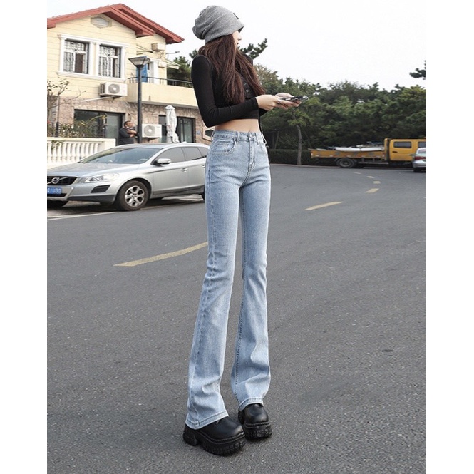 Quần Jeans Nữ Cạp Cao Ống Loe Co Giãn Cá Tính Jeanloe97 Dorastyle | WebRaoVat - webraovat.net.vn