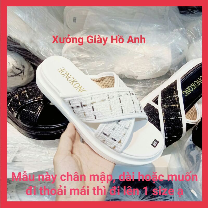 Dép Bánh Mì Dép Quai Chéo Dạ Đế PU Siêu Nhẹ Cao 3P Cực Êm Tôn Dáng Ảnh Chụp Thật