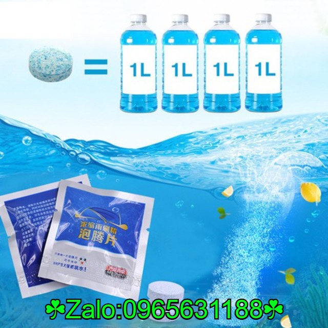 Combo 20 Viên Sủi Rửa Kính Xe Hơi Ô Tô 1 Viên Pha Với 4L Nước