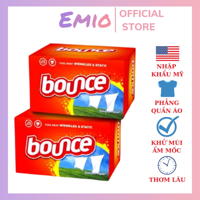 Giấy thơm quần áo bounce mỹ 160 tờ hương Outdoor Fresh tươi mới EMIO GT01