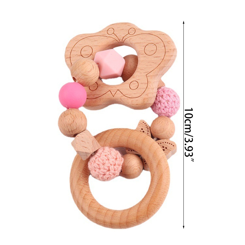 Set 2 Vòng Tay Núm Vú Giả Có Dây Xích Lục Lạc Cho Bé Sơ Sinh Mọc Răng