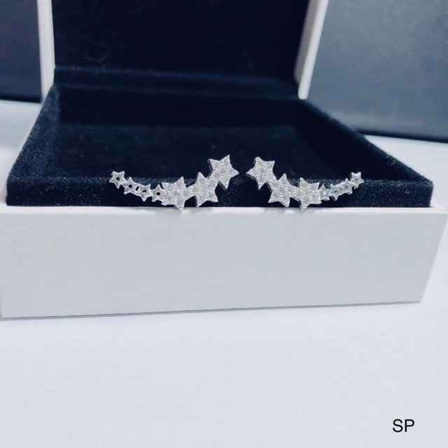 Bông tai nữ bạc thật đính đá nhỏ xinh xắn mẫu ngôi sao đẹp/ Trang sức bạc JQN