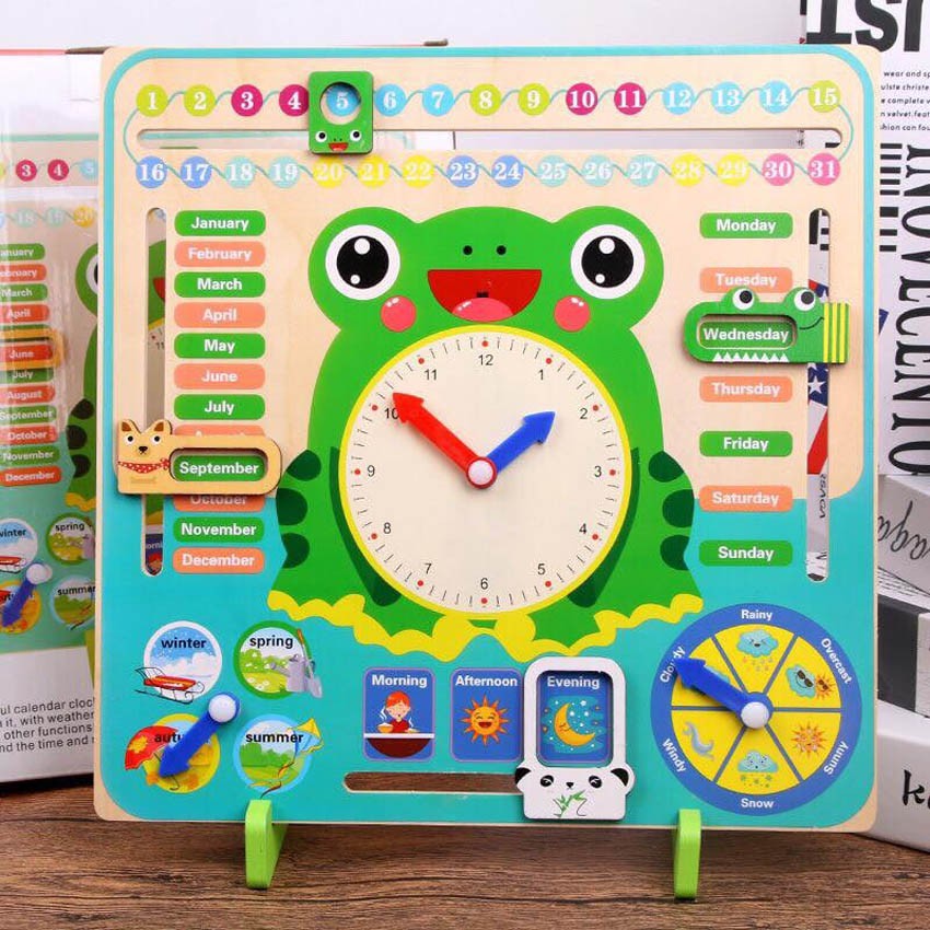 Đồng hồ ếch đa năng học giờ, thứ ngày tháng, thời tiết và các mùa cho bé