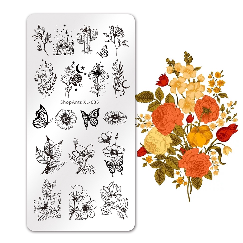 [Hàng mới về] Khuôn trang trí móng họa tiết hoa lá và bướm 6x12cm
