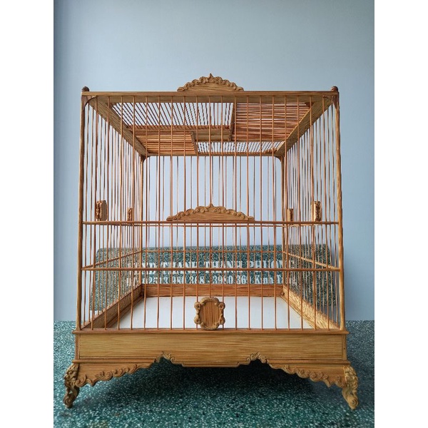 Lồng chim chào mào vuông đấu size 37 ráp sẵn full phụ kiện