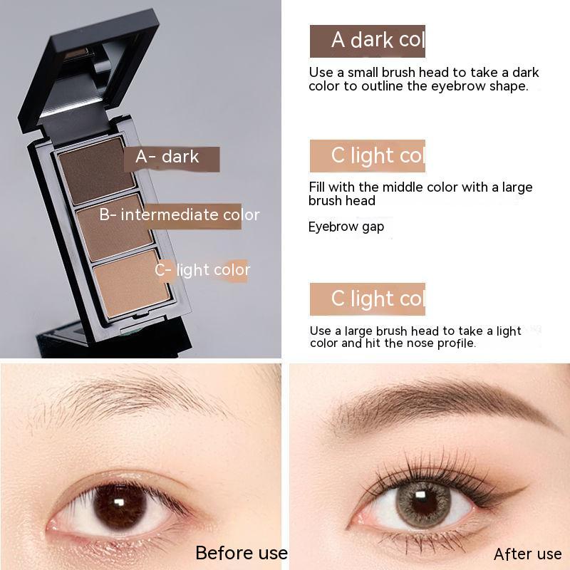 Bảng Bột Tán Lông Mày Ba Màu Kháng Nước Chống Mồ Hôi Không Dễ Phai Thích Hợp Cho Người Mới Bắt Đầu UNNY CLUB