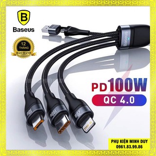 Cáp sạc nhanh 3 đầu Baseus Flash Series 3 in1 Plus