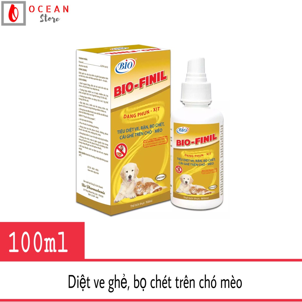 Thuốc trị ve, bọ chét chó mèo - Bio Finil dạng xịt