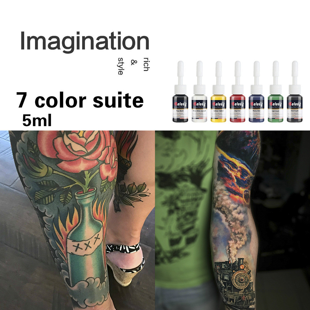 7 color suite (5ml) Preferred professional tattoo Ink makeup paint, available in body paint colors