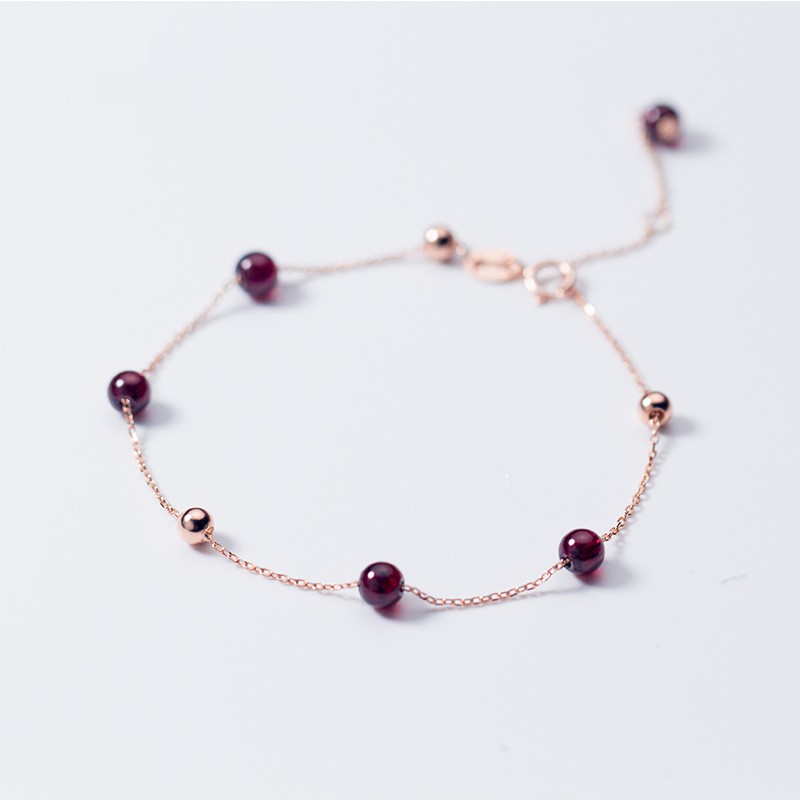 Lắc Tay Bạc Nữ Lắc Tay Bạc S925 Lắc Tay Hạt Đá Hạt Lựu - Bảo Ngọc Jewelry L2538 | BigBuy360 - bigbuy360.vn