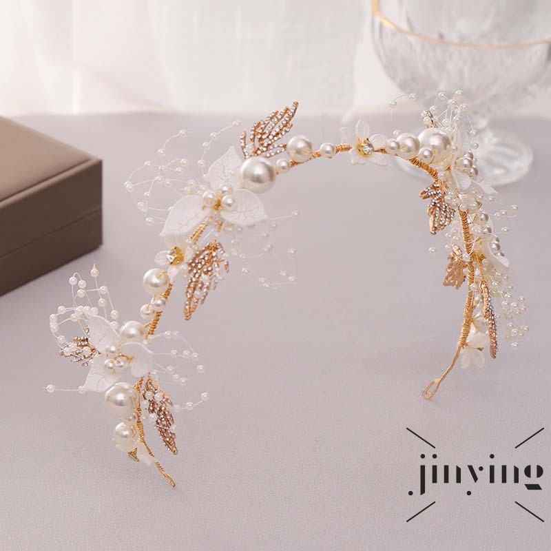 GETNOIVAS Băng đô cài tóc đính ngọc trai sang trọng cho cô dâu