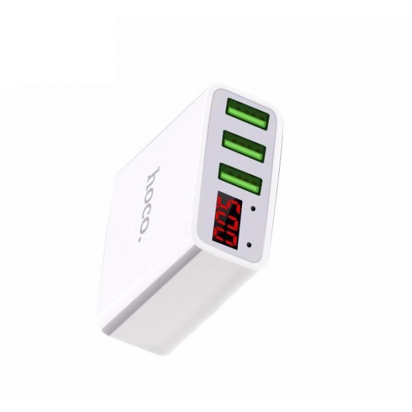 Cốc sạc 3 cổng USB chính hãng HOCO C15 c93A có màn hình LED đo điện áp