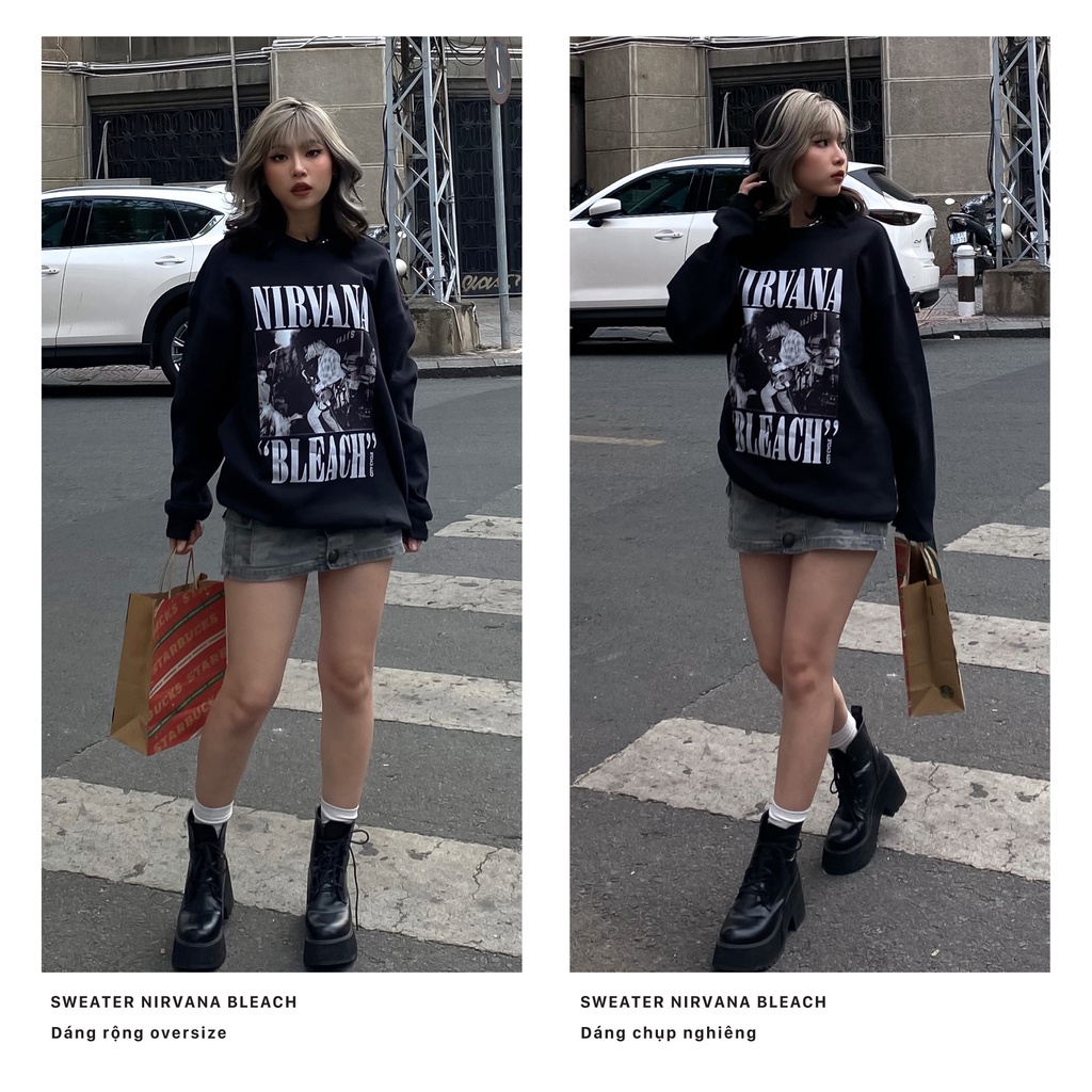 Áo sweater nỉ Nirvana Bleach City Cycle - áo nỉ sweater unisex form rộng Local Brand