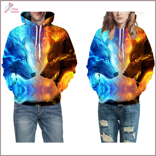 Áo hoodie thời trang in hình chó sói 3d độc đáo