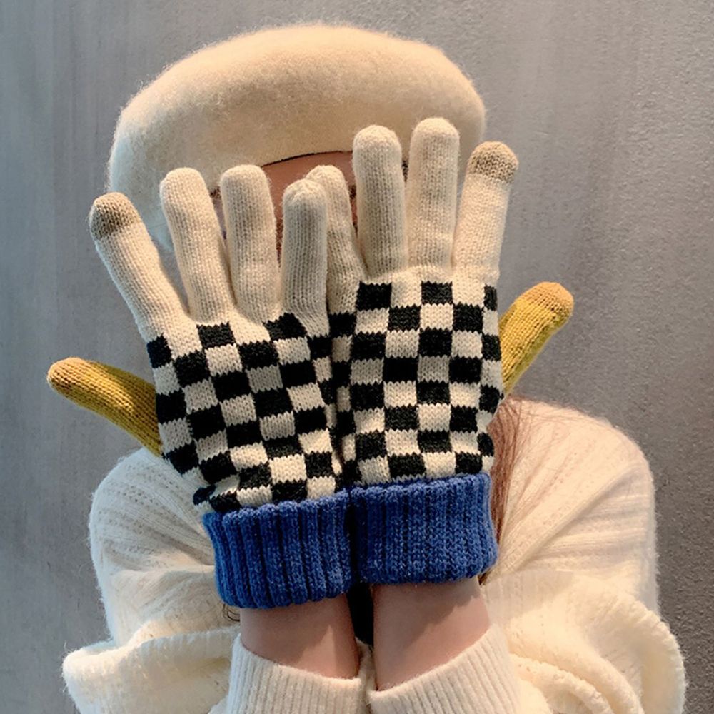 Găng tay dệt kim dày dặn giữ ấm nhiều màu phong cách Hàn Quốc cho nữ