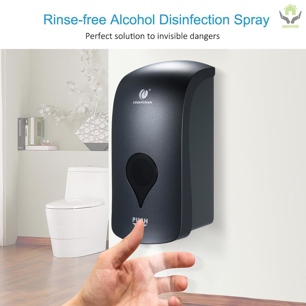 CHUANGDIAN 1000ml Wall Mounted Soap Dispenser Spray Type Rinse-free Dispensers Spray Bottle for Thin Liquid No Drilling for Hospital Shopping Mall