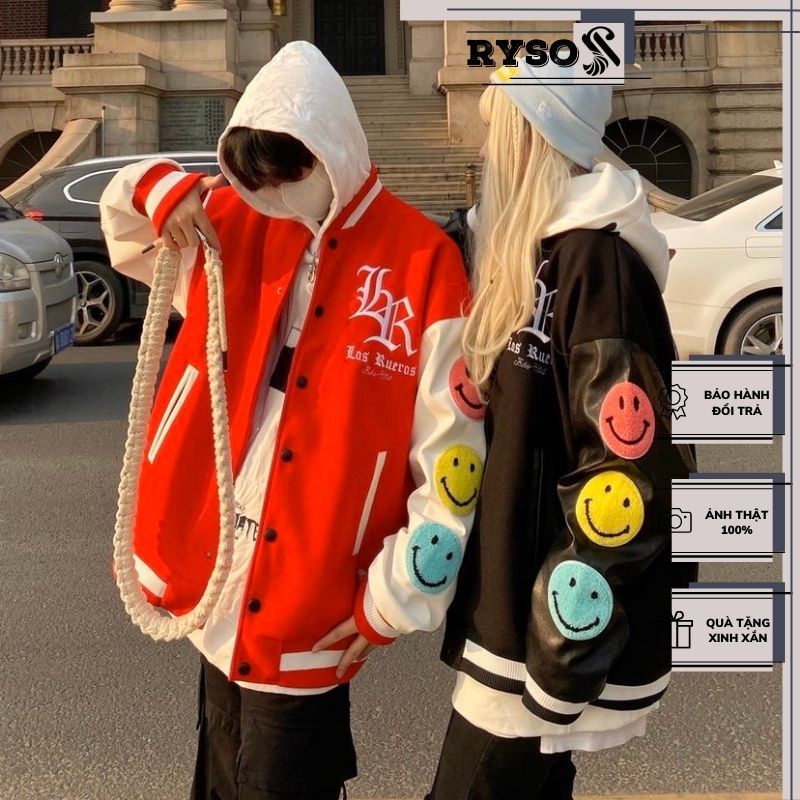 Áo khoác bomber tay phối da unisex mặc cặp bóng chày chất kaki phối da cao cấp siêu ngầu cho cả nam và nữ