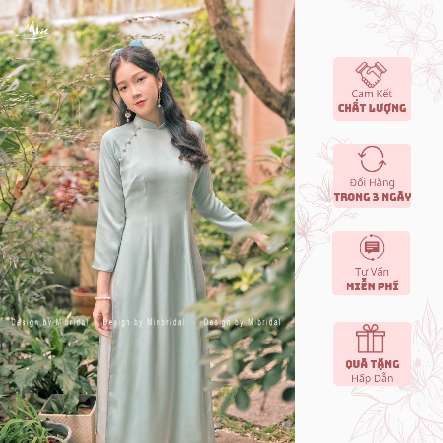 Ao Dai Lụa Tây Thi Dáng Cách Tân 2 Tà Màu Xanh Ngọc-Ao Dài Min | BigBuy360 - bigbuy360.vn