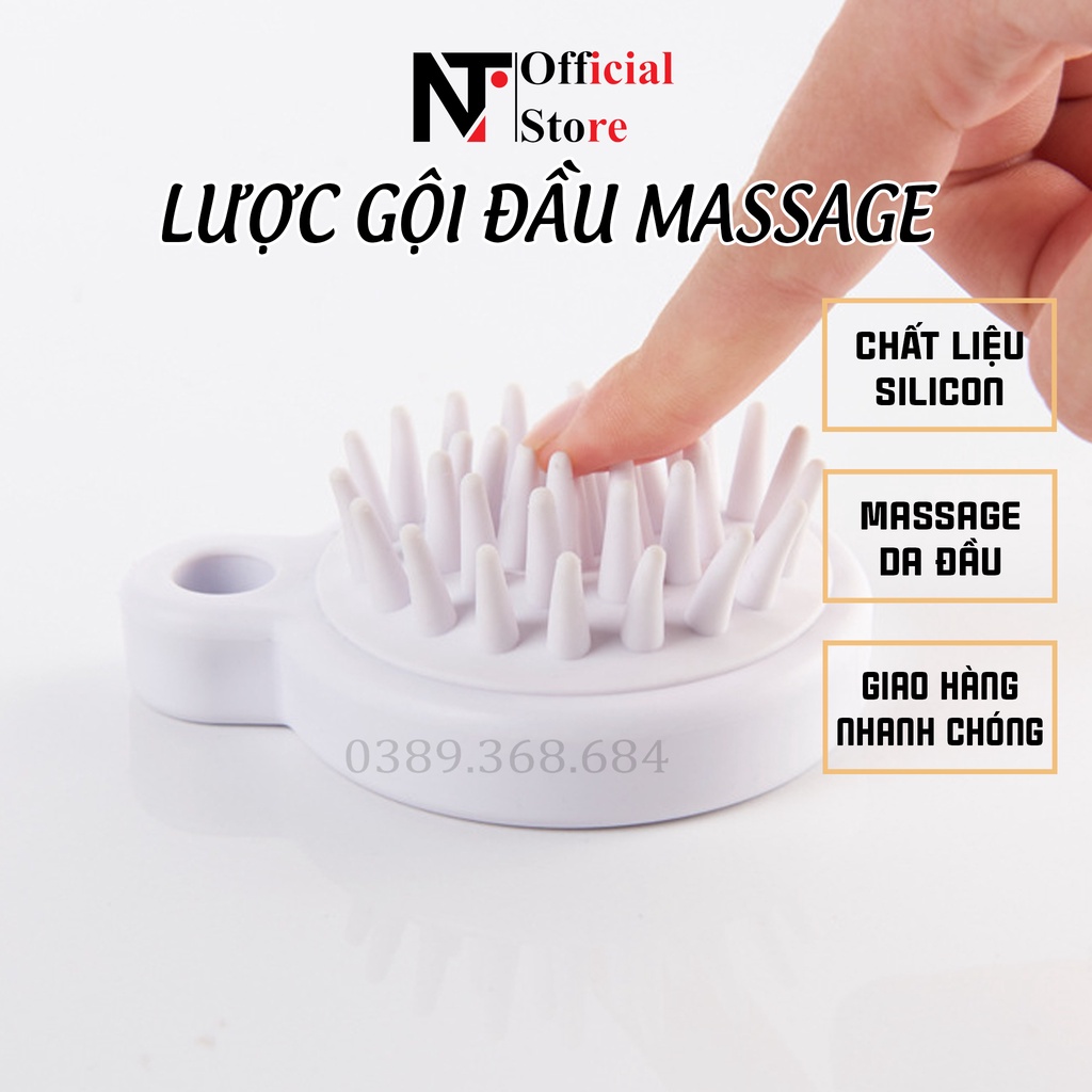 Lược gội đầu massage da đầu xuất Nhật, chất liệu Silicon mềm cao cấp giúp thư giãn, bảo vệ da đầu - NT Store