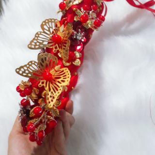 Mấn cô dâu cao cấp màu đỏ