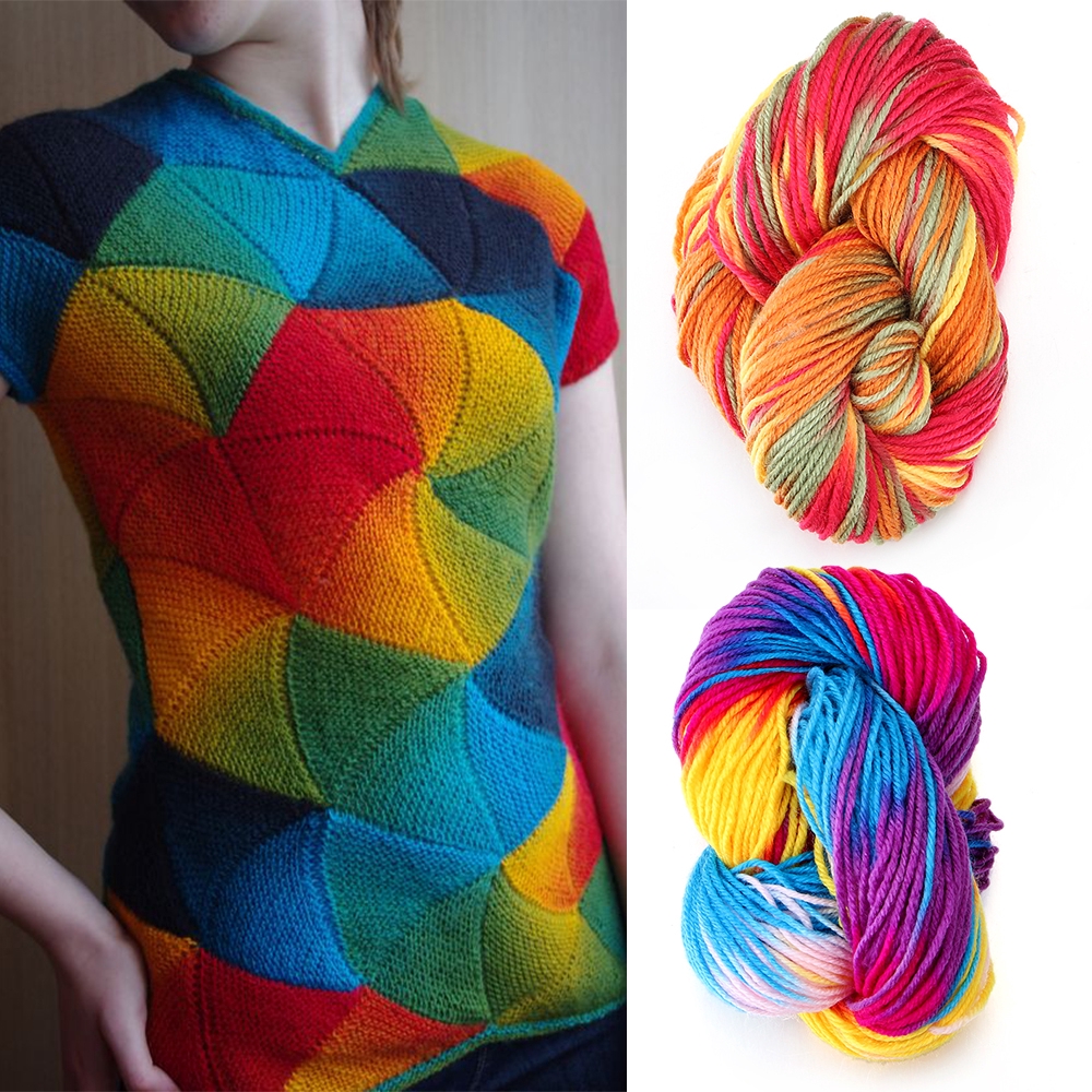 Cuộn len sợi dày nhiều màu làm đồ thủ công