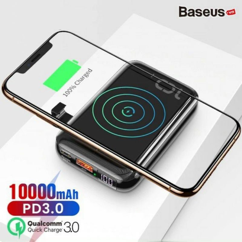 Pin dự phòng tích hợp sạc nhanh không dây Baseus Mini S Bracket Power Bank 10,000mAh (10W Wireless, 18W PD/ Quick Charge