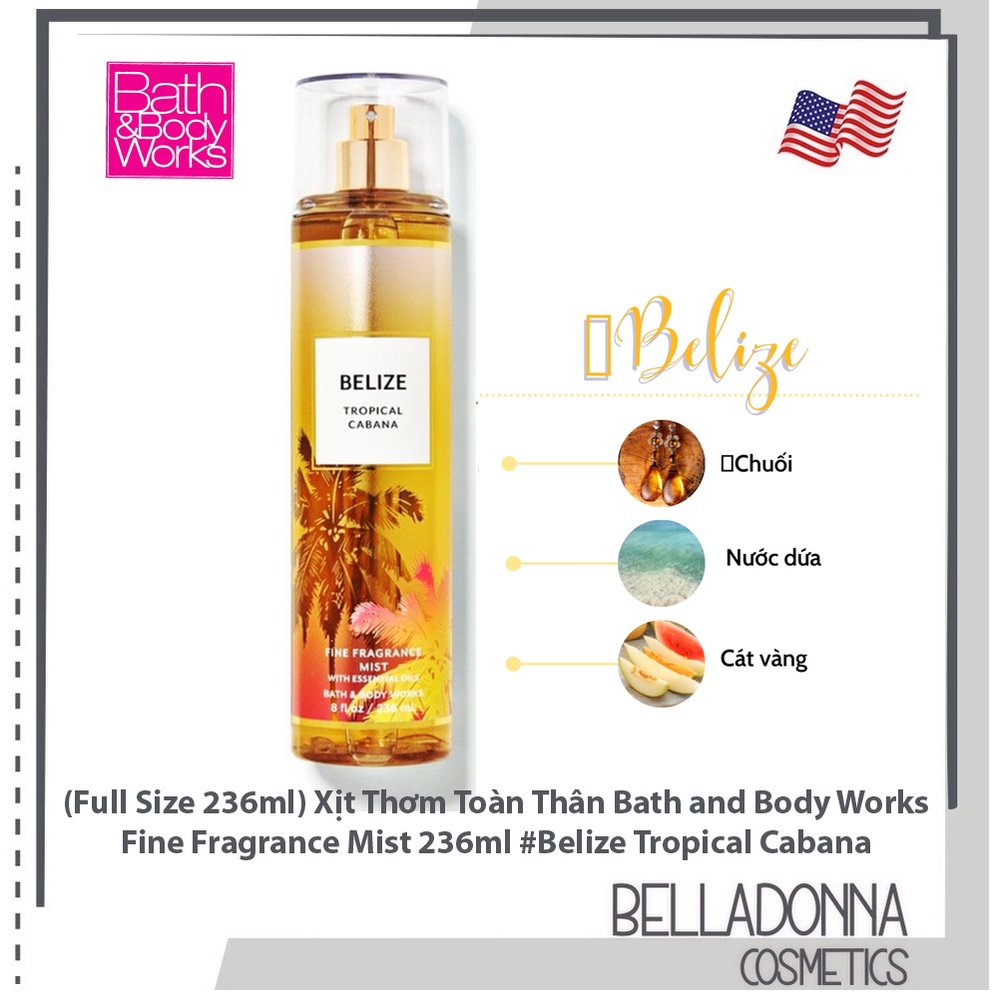 Xịt Thơm Toàn Thân Bath and Body Works Fine Fragrance Mist 236ml #Belize Tropical Cabana