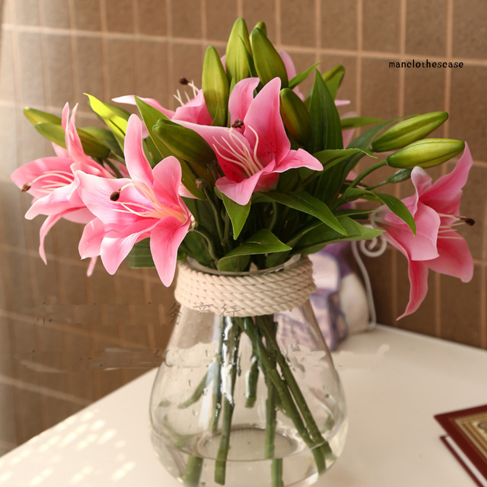 1 Nhánh Hoa Lily Nhân Tạo Trang Trí Nội Thất, Văn Phòng, Quán Cà Phê