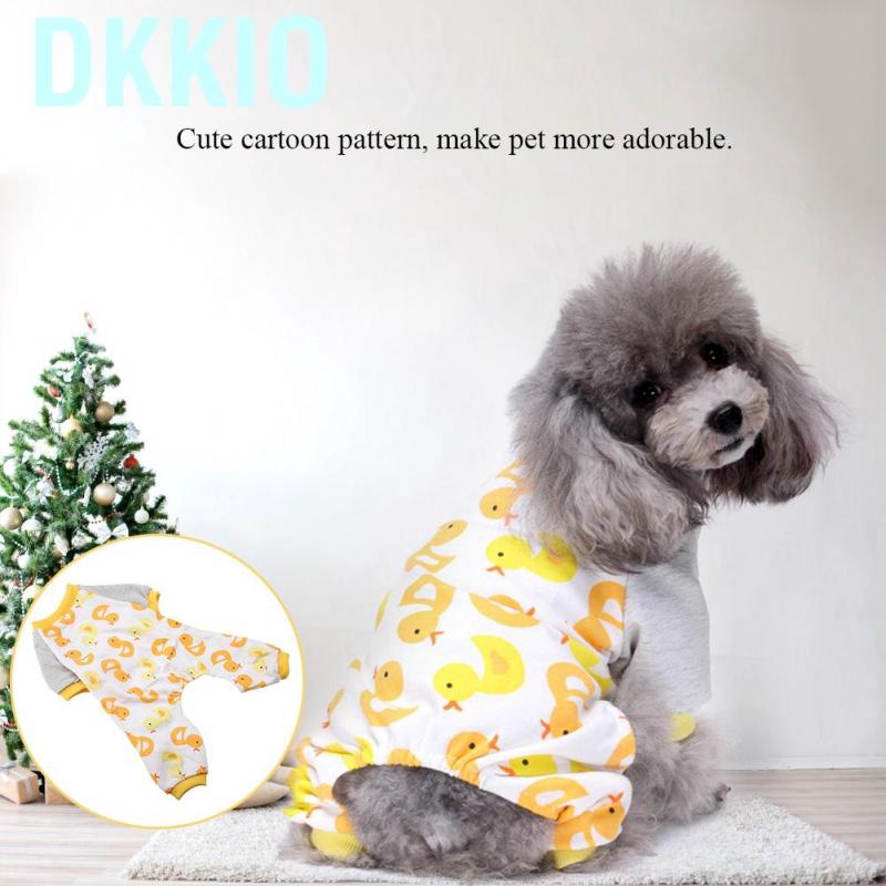 Jumpsuit cotton mặc ở nhà họa tiết hoạt hình đáng yêu dành cho chó mèo nhỏ