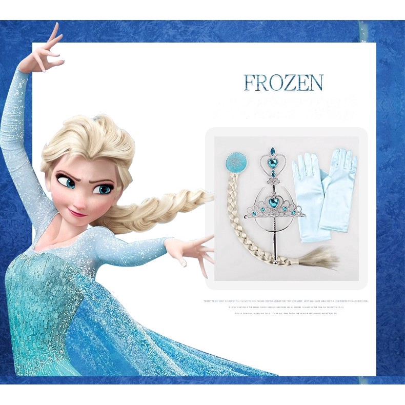 NNJXD Sẹt 4 phụ kiện hóa trang nhân vật công chúa Elsa dễ thương dành cho bé gái