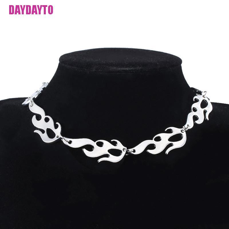 Vòng Cổ Choker Kim Loại Hình Ngọn Lửa Phong Cách Punk Hip Hop