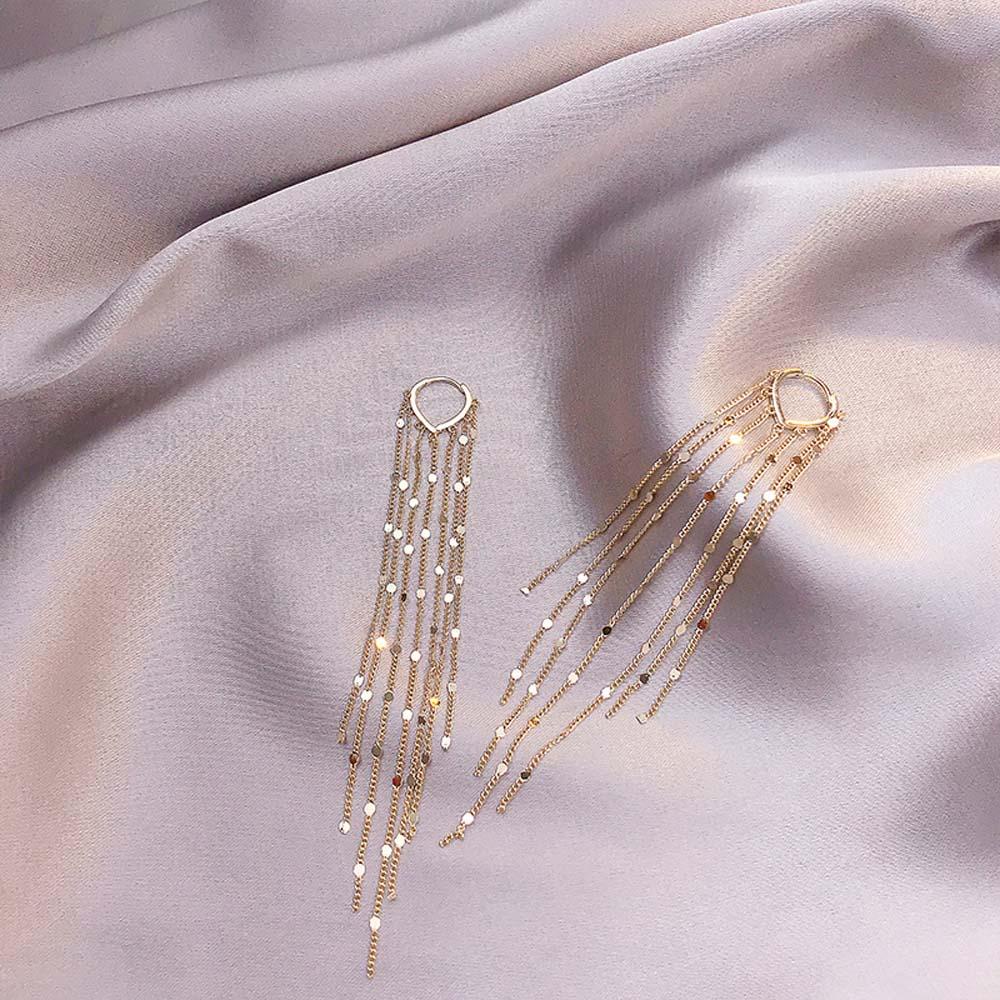 Bông Tai Dáng Dài Hình Trái Tim Bằng Kim Loại Thời Trang Mùa Thu Cho Nữ