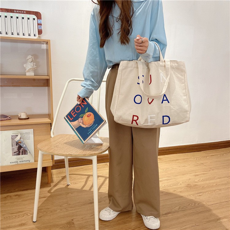 [Cực Phẩm] Túi Vải Xách Tay Hàn Quốc Hoạ Tiết Chữ Cute - Túi Vải Canvas - Túi Vải Tote