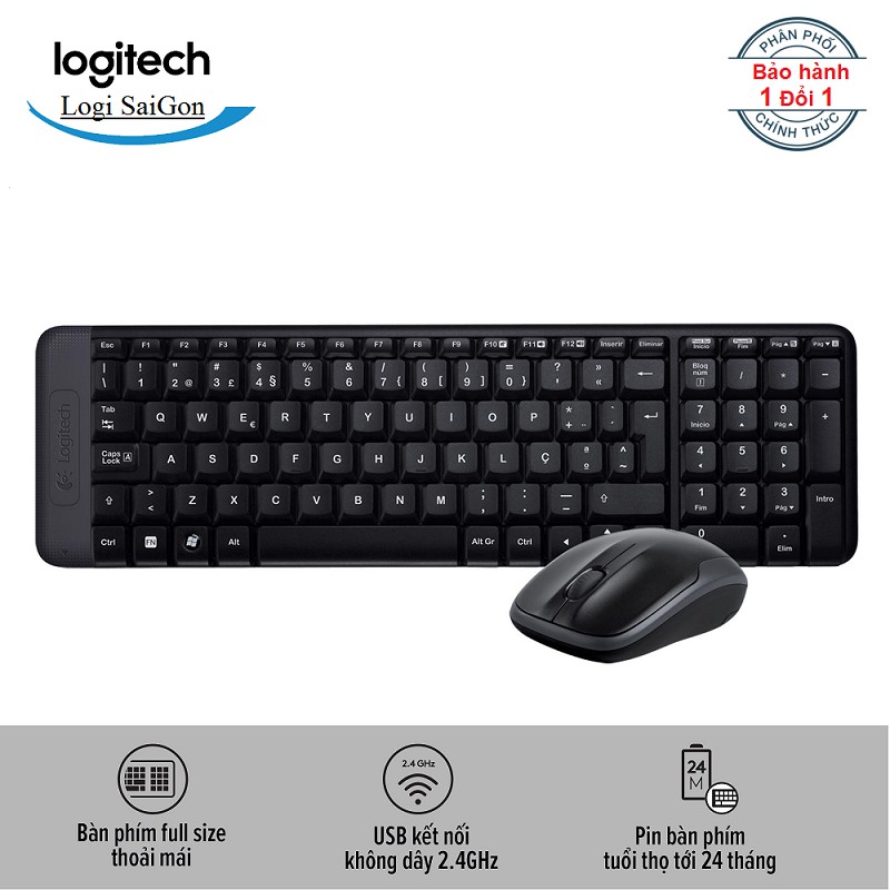 Bộ bàn phím và chuột không dây Logitech MK215