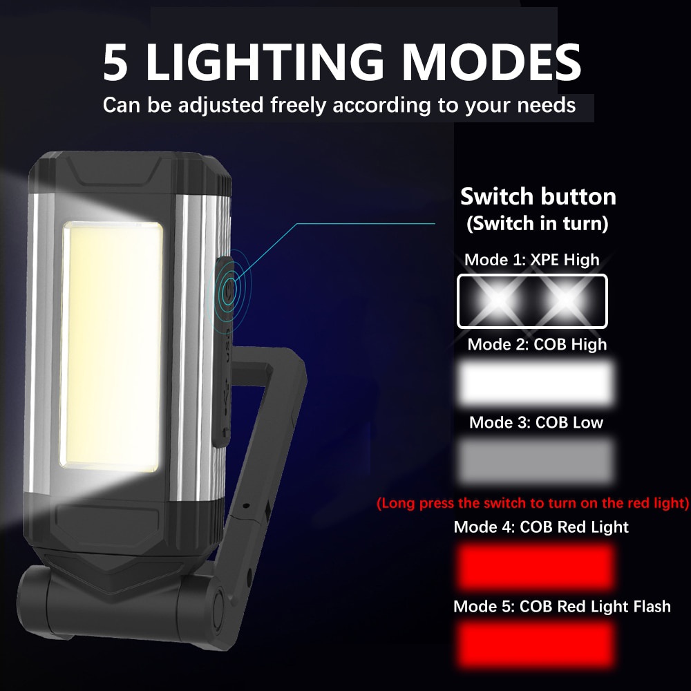 Đèn LED COB Sạc USB Siêu Sáng Có Nam Châm Chống Nước Có Thể Điều Chỉnh