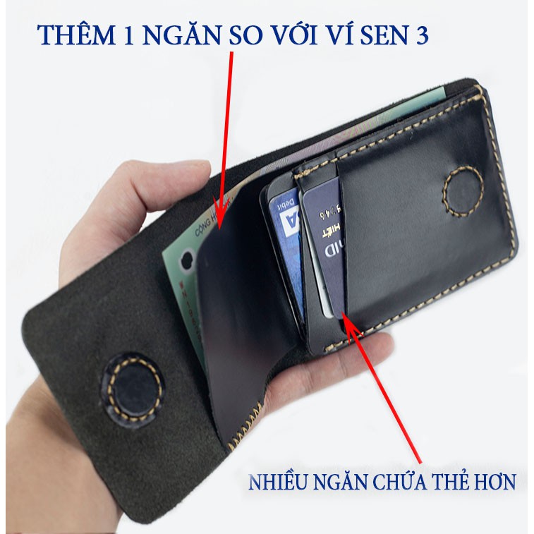 Ví nam mini-ví sen 3 PLUS Bụi Leather V123 da bò Pullup