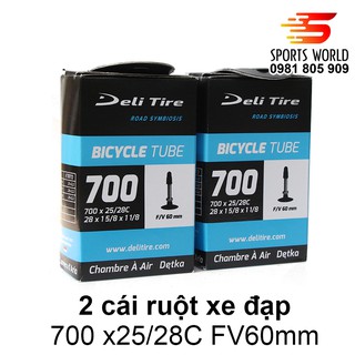 Ruột xe đạp 700x25/28 van nhỏ dài 60mm Deli-Tire (Số lượng 2 cái)