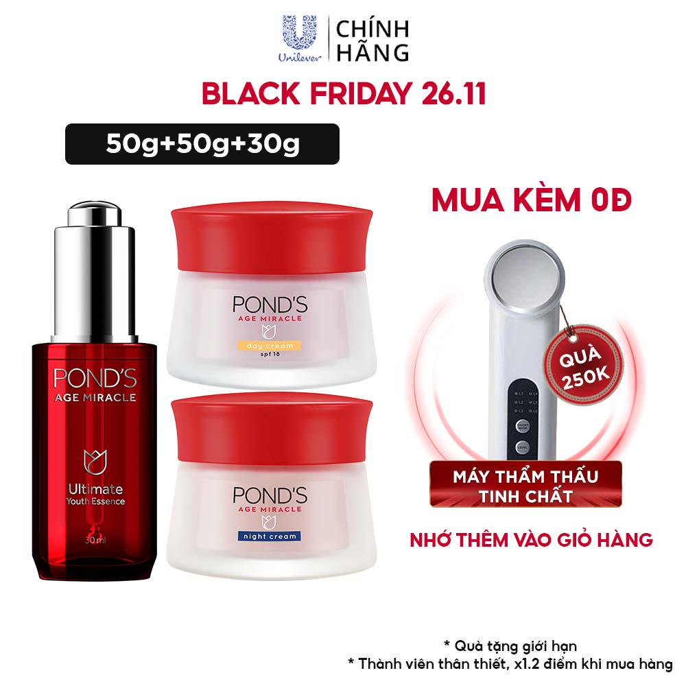 Combo Pond's Essence 30ml và kem dưỡng ẩm ngày, đêm Pond's Age Miracle 50g/hộp