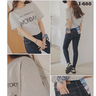 áo Thun Nữ Tay Lỡ Màu Xám In MONDAY