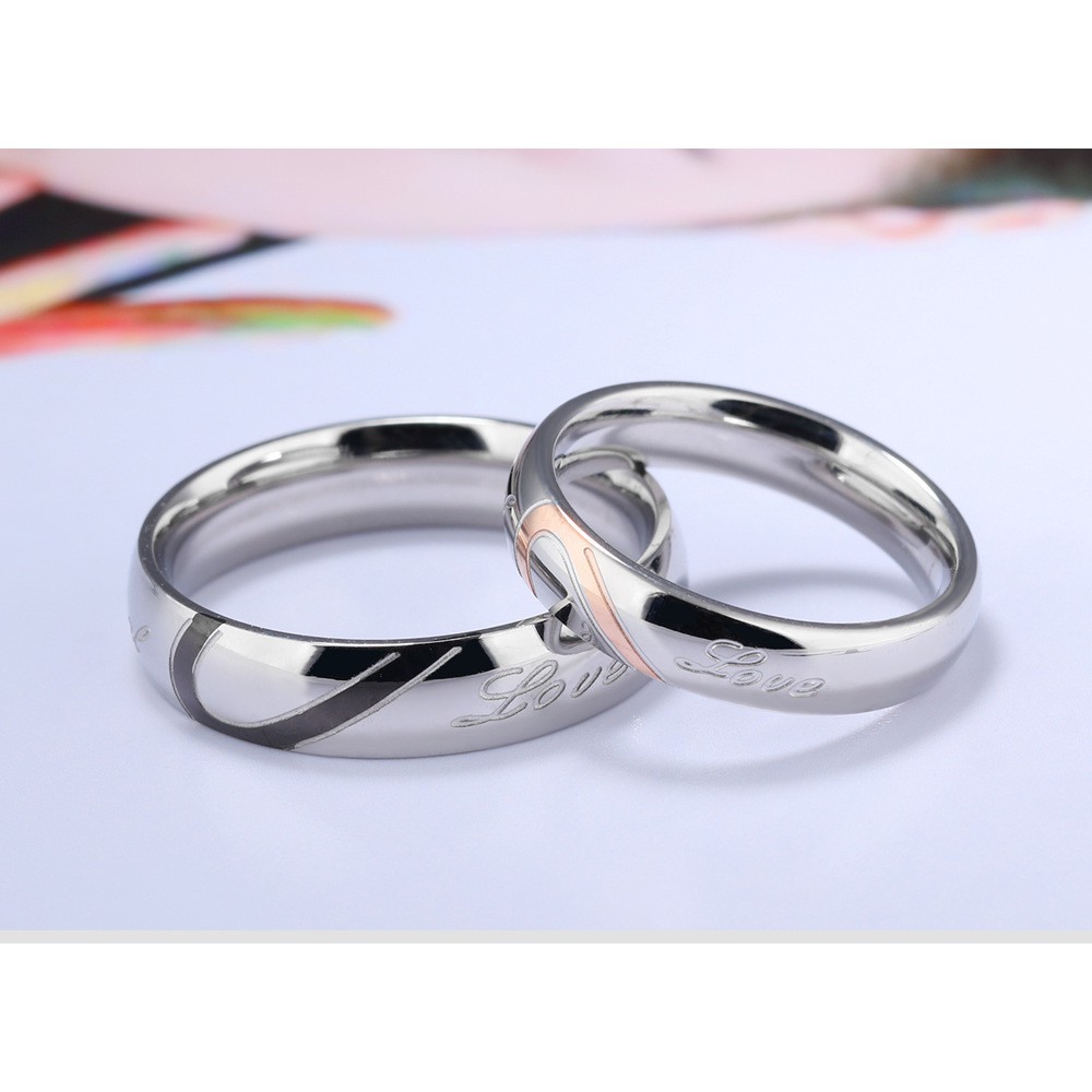 Nhẫn cưới đôi hình trái tim Titanium cho nam nữ UnisexTitanium, Bismuth & Magnet