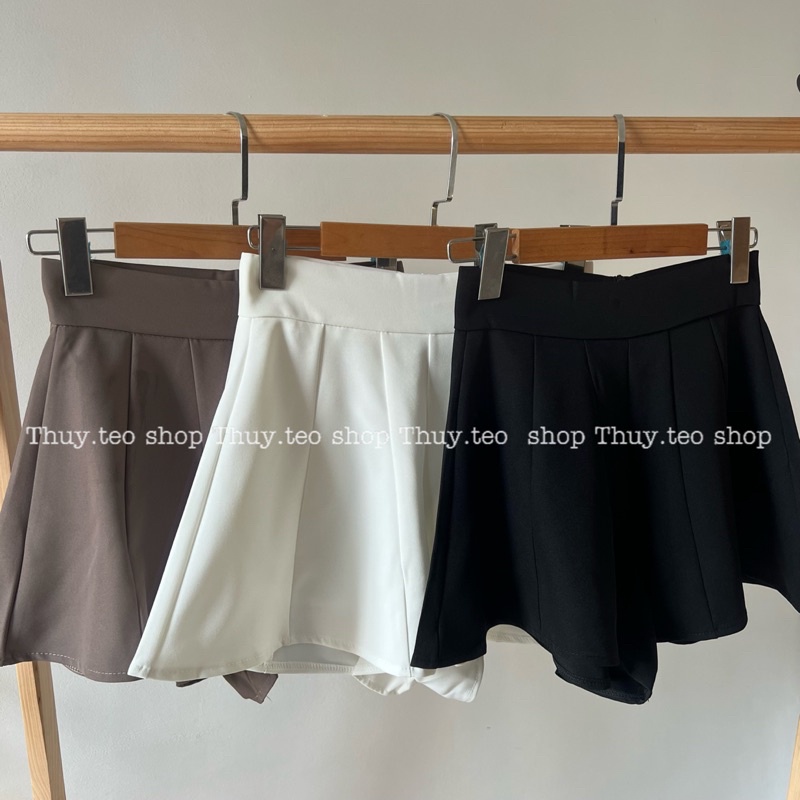 [hàng mới] QUẦN SOOC GIẢ VÁY DÁNG XOÈ CẠP PHẲNG KHOÁ SAU