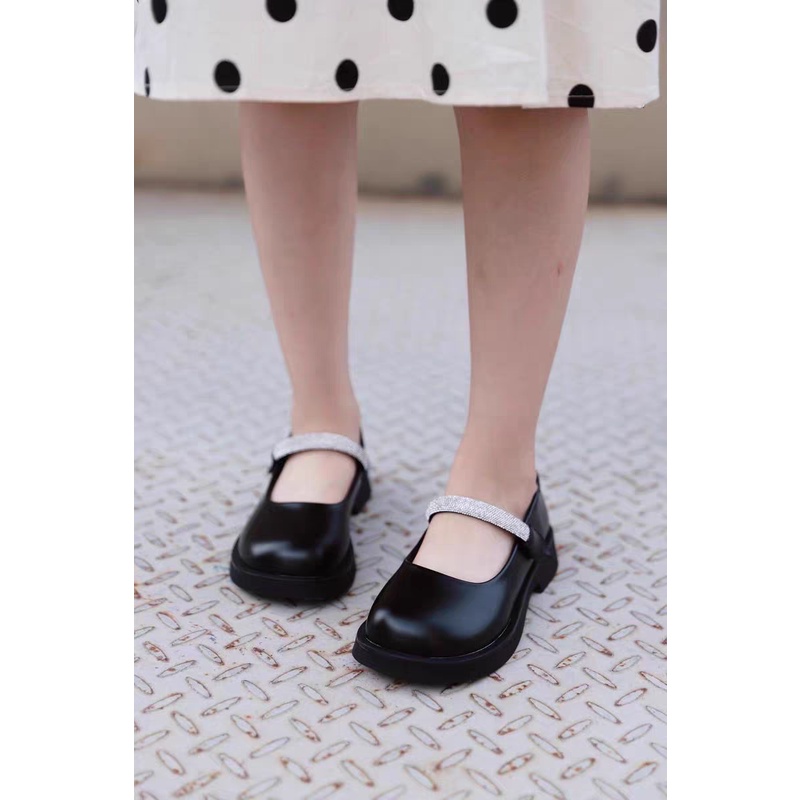 Giày công chúa đế bằng cho bé gái- giày búp bê phong cách vintage cho bé quai đính đá sang chảnh đế mềm êm chân (2 mã)