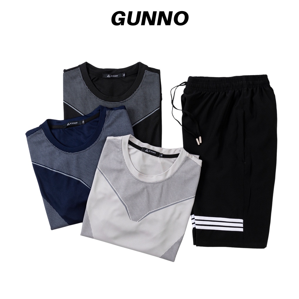 Bộ Thể Thao Nam GUNNO vải thun lạnh quần dù thoáng mát co giãn năng động thời trang