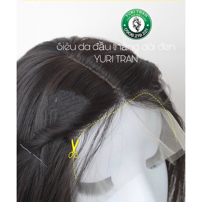 Sẵn TÓC BỘ SIÊU DA ĐẦU MÓC LƯỚI DÁNG TÓC THẲNG DÀI 2 MÁI MÀU ĐEN chịu nhiệt vô tư.