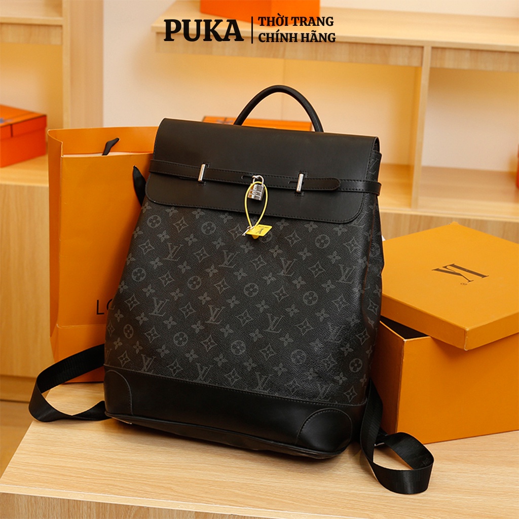 Balo da lv nam nữ PUKA cặp đi học nam nữ da pu chống nước phong cách thời trang cao cấp