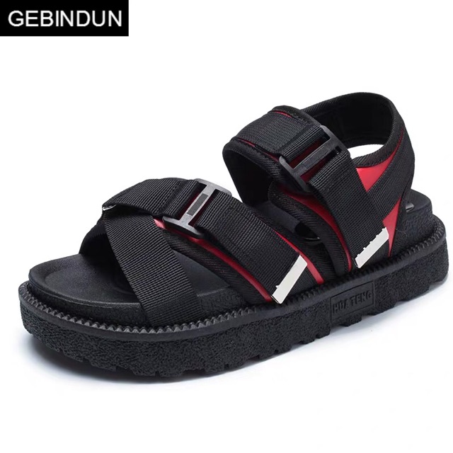 Sandal quai chéo dáng hàn 2 màu: đen và đỏ đen khóa chéo mới nhất