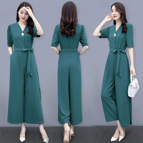 Jumpsuit Đẹp Hàng Chất, Jumsuit Lửng Xẻ Tà Dây Nơ Giá Tốt Nhất