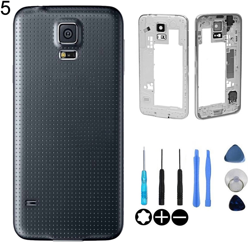 Nắp lưng điện thoại thay thế màu cầu vồng + Khung giữa cho Samsung Galaxy S5